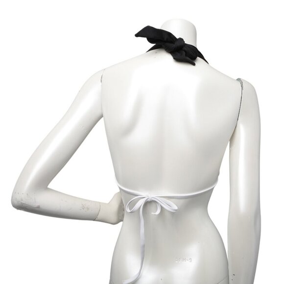 Victoria's Secret Halter Triangle Bikini Top Unpadded Swimsuit Black White Beach - Picture 2 of 4